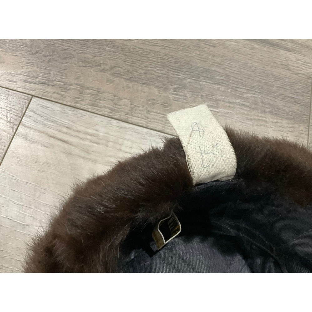 Vintage Ushanka Trapper Fur‎ hat with Ear Flaps Brown Black 59cm - Picture 12 of 12